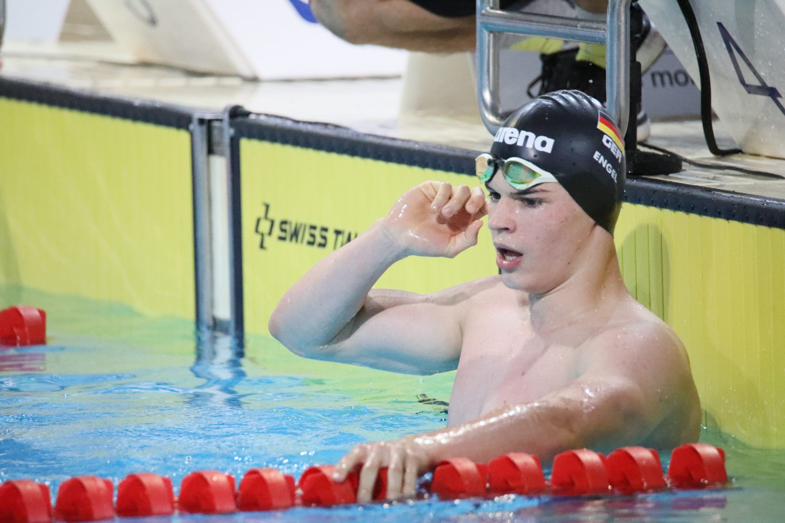 Taliso Engel gewinnt über 100 Meter Brust die Goldmedaille bei der EM 2021 in Portugal.