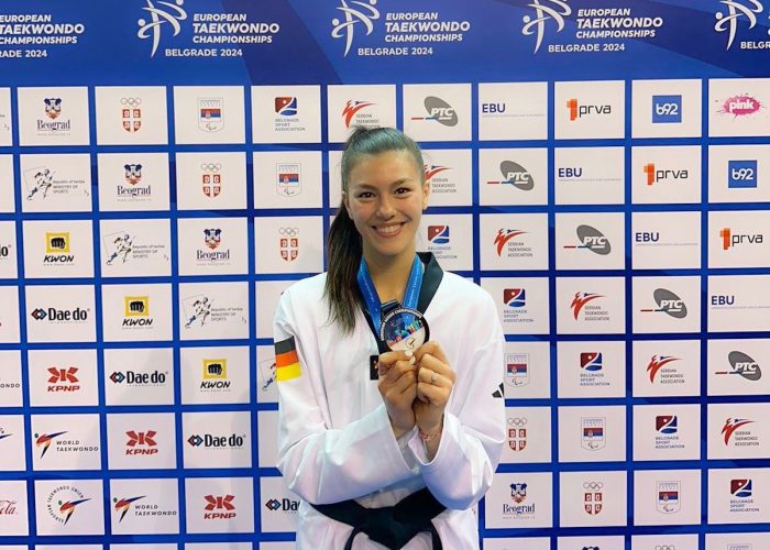 Anya Kisskalt gewinnt Bronze bei der Taekwondo-Europameisterschaft 2024 in Belgrad, Serbien.