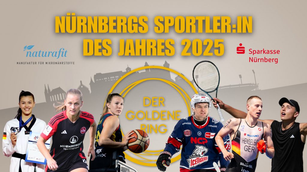 Gemeinsam mit dem Verlag Nürnberger Presse veranstalten wir die Wahl zu Nürnbergs Sportlerin und Sportler des Jahres 2025. Wer am Ende die Preisträger:innen sind, entscheidet die sportinteressierte Öffentlichkeit. Insgesamt zehn Tage läuft das Online-Voting auf NN.de, das unsere Partner Sparkasse Nürnberg und naturafit GmbH präsentieren
